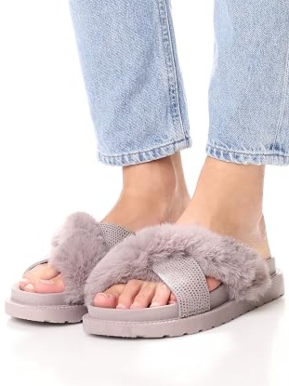 Sam Edelman Bianca Faux Fur Platform Sandals – Gray - Size 8